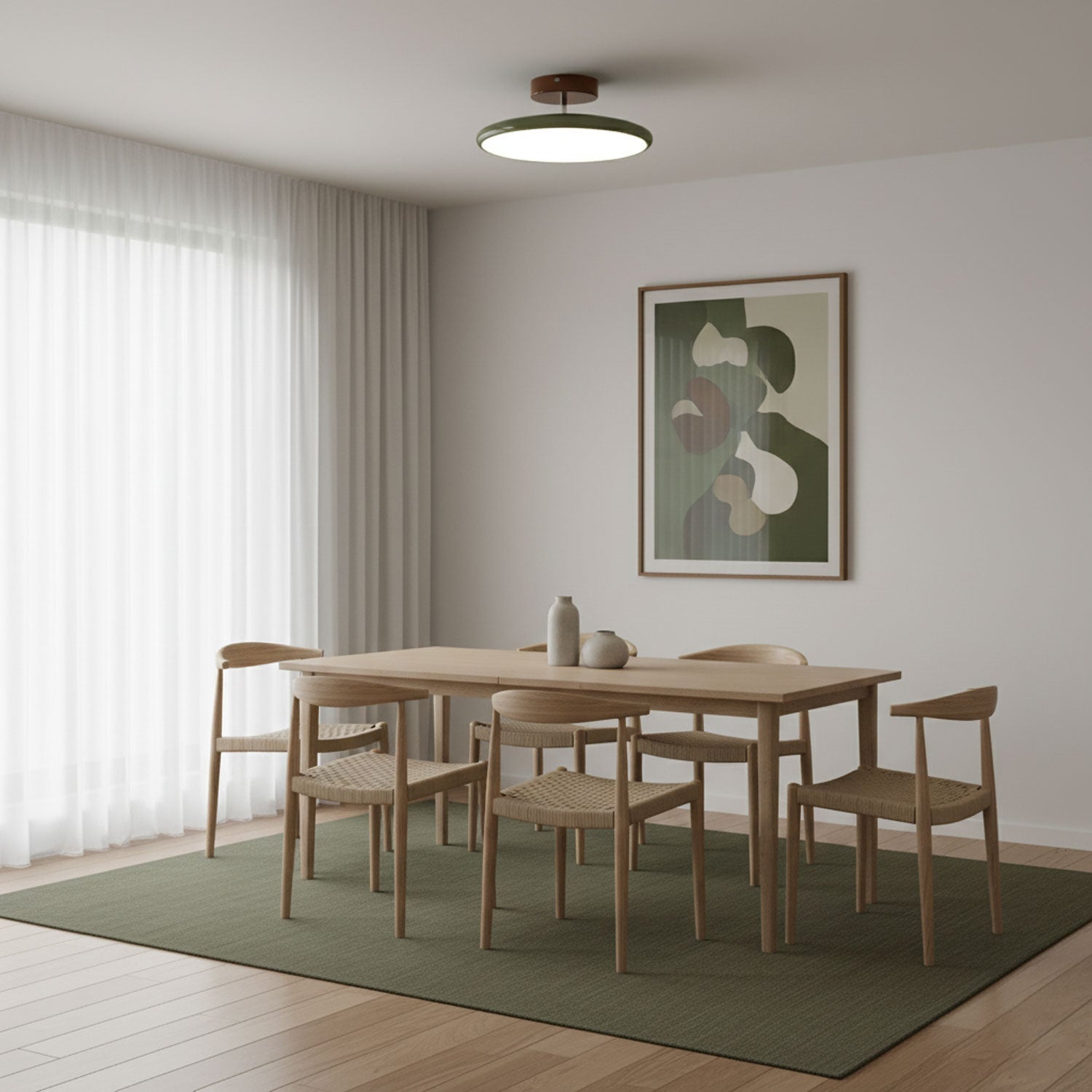 Drift Adjustable LED Ceiling Lamp 11.8 in Soft Ambient Indoor Lighting Beige Green | Thomler