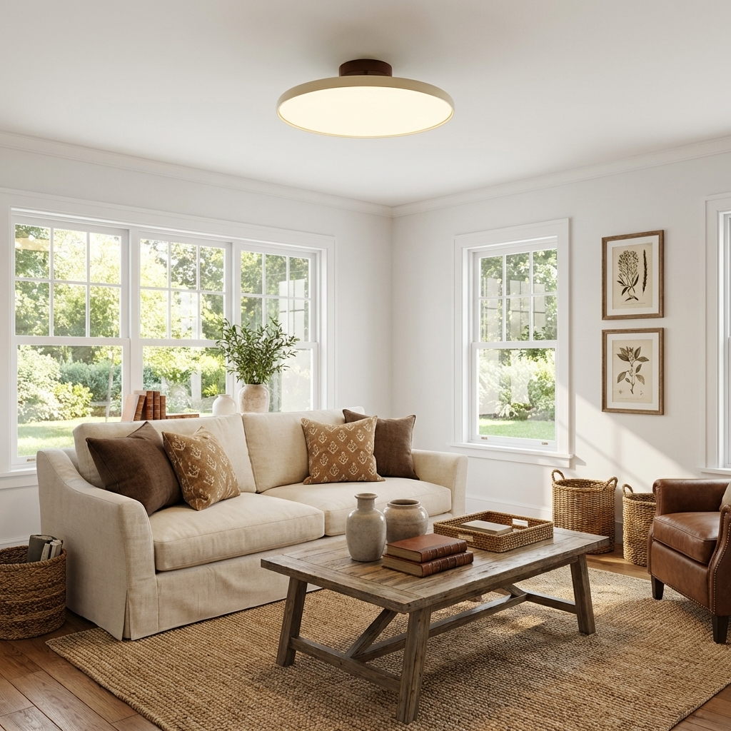 Drift Adjustable LED Ceiling Lamp 11.8 in Soft Ambient Indoor Lighting Beige Green | Thomler