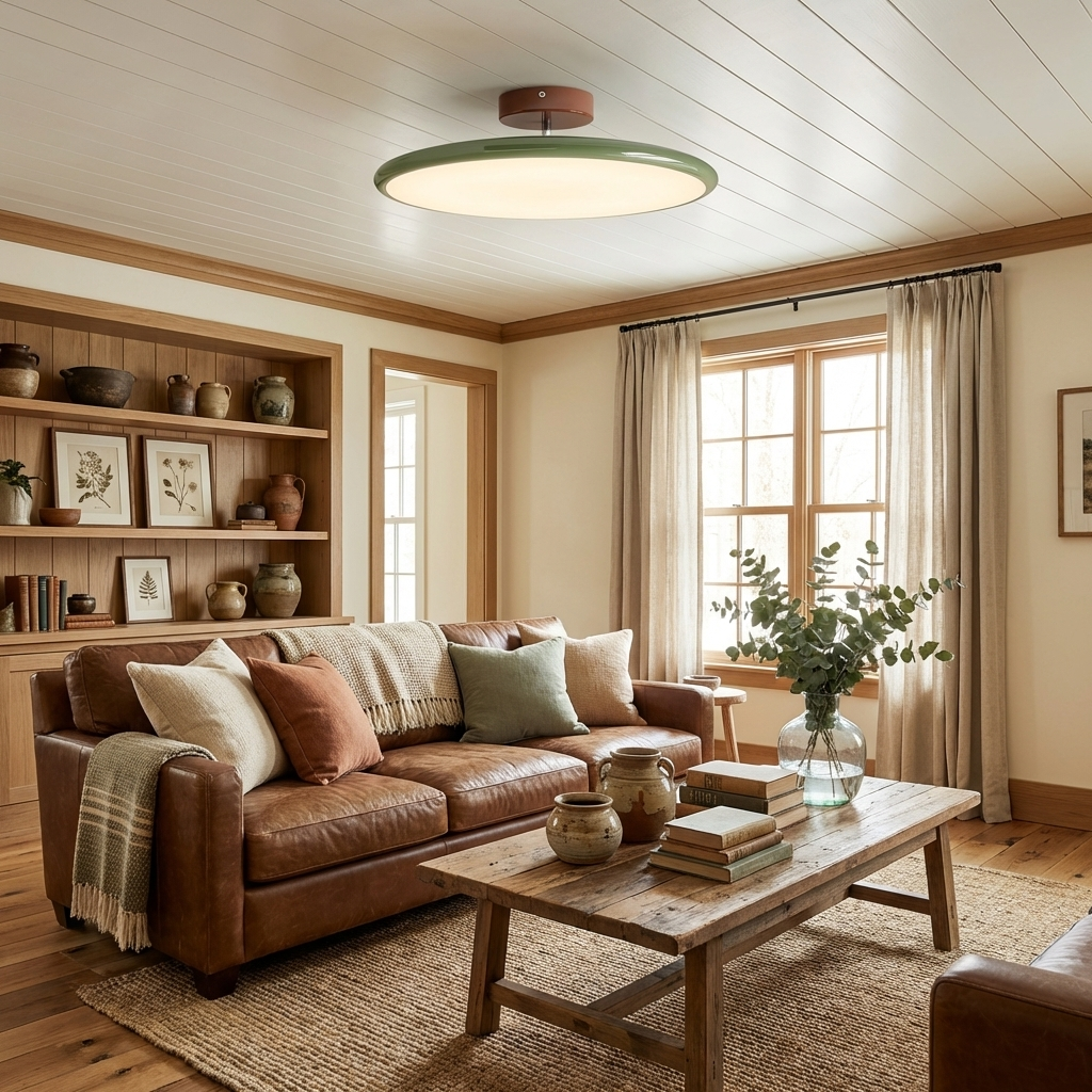 Drift Adjustable LED Ceiling Lamp 11.8 in Soft Ambient Indoor Lighting Beige Green | Thomler