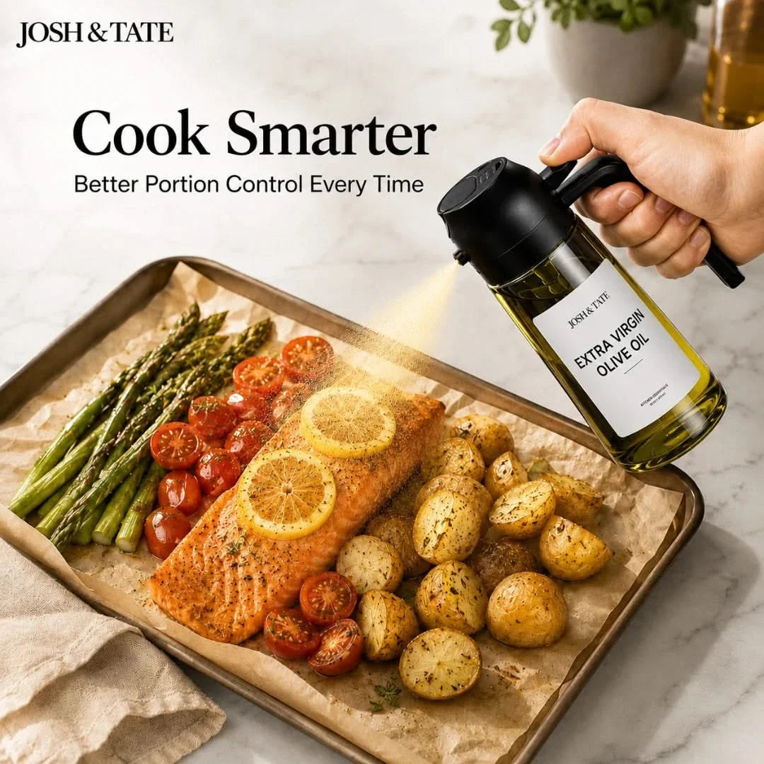Dual-Mode Glass Oil & Vinegar Bottle with Self-Sealing Gravity Lid – Stream or Spray Kitchen Dispenser for Cooking, Grilling, Air Frying & | Thomler