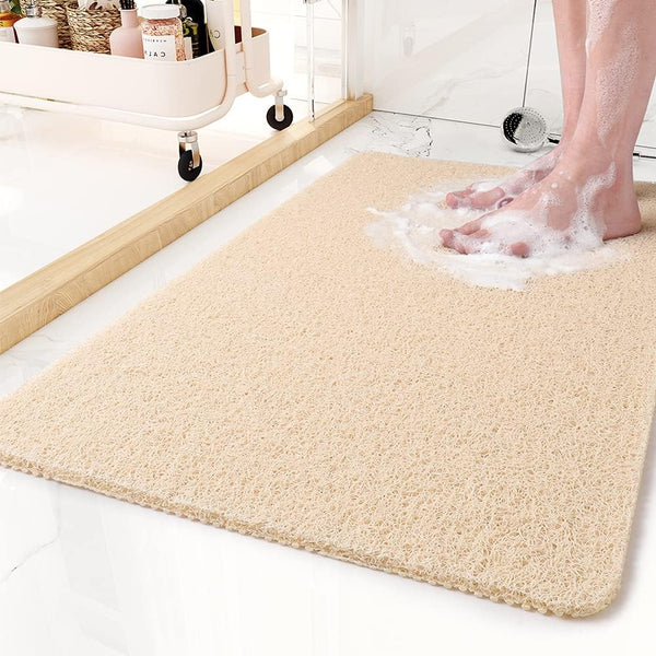 Non-Slip Bathroom Mat with Drainage Holes for Shower and Tub Safety Gray White Beige Fast-Drying Bath Floor Mat | Thomler