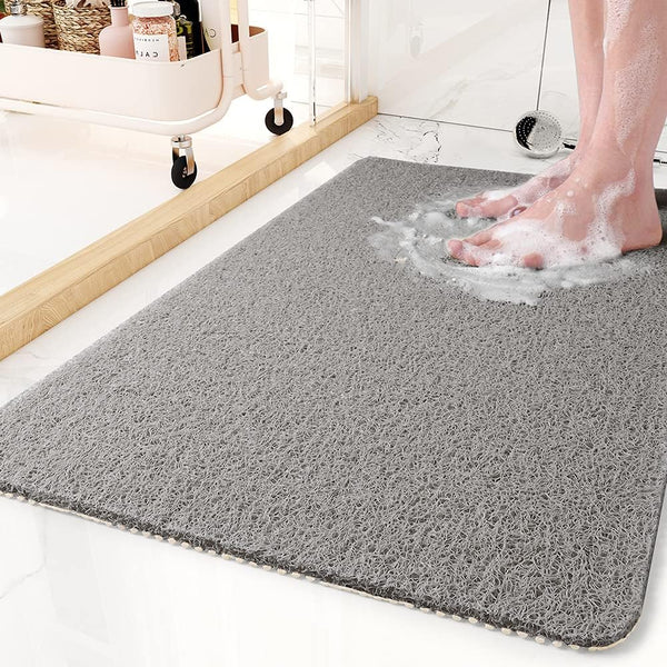 Non-Slip Bathroom Mat with Drainage Holes for Shower and Tub Safety Gray White Beige Fast-Drying Bath Floor Mat | Thomler