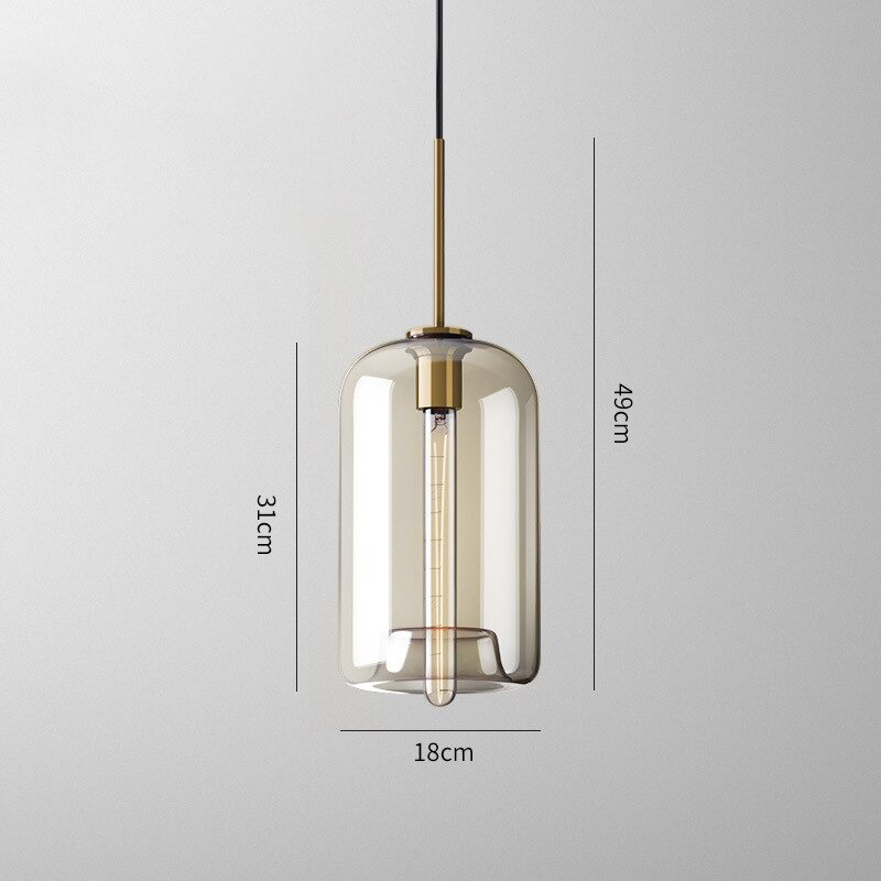 Amber Glass Pendant Light Fixture with Adjustable Cable for Kitchen Island Dining Room Bedroom Modern Hanging Ceiling Lamp Iron Frame | Thomler