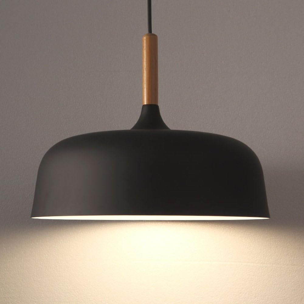 Pendant Light Aluminium Wood 32.0 cm Black Dining Table Kitchen Island Ceiling Lamp | Thomler