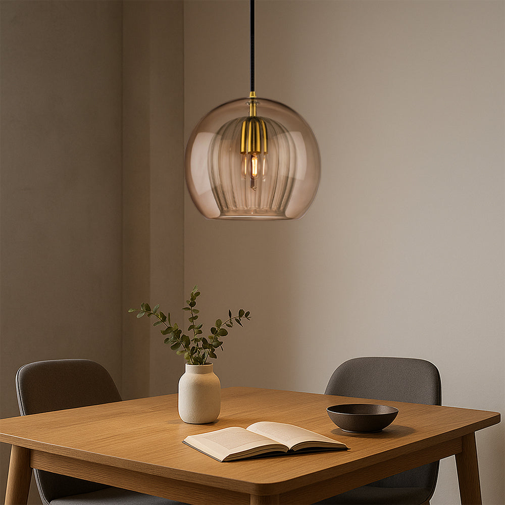 Pendant Light Glass Dome E14 Transparent Kitchen Island Dining Table Hanging Ceiling Lamp Modern Minimalist | Thomler