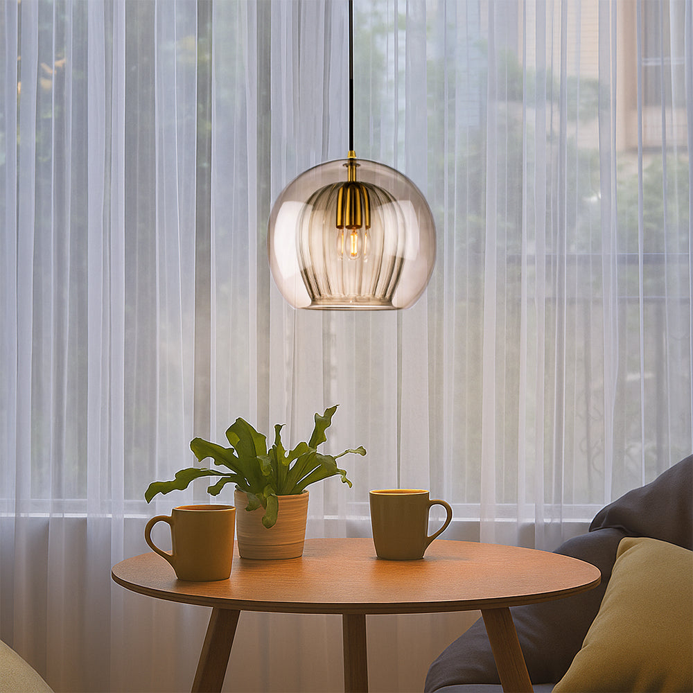 Pendant Light Glass Dome E14 Transparent Kitchen Island Dining Table Hanging Ceiling Lamp Modern Minimalist | Thomler