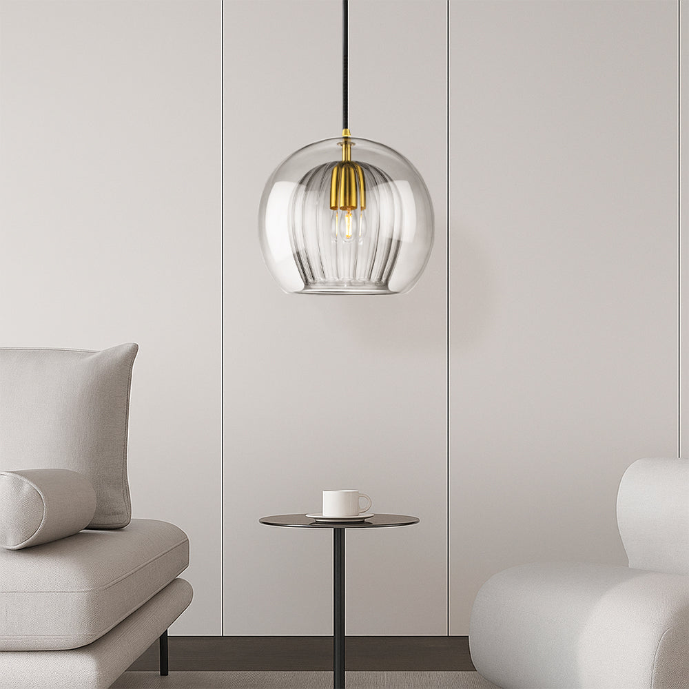 Pendant Light Glass Dome E14 Transparent Kitchen Island Dining Table Hanging Ceiling Lamp Modern Minimalist | Thomler