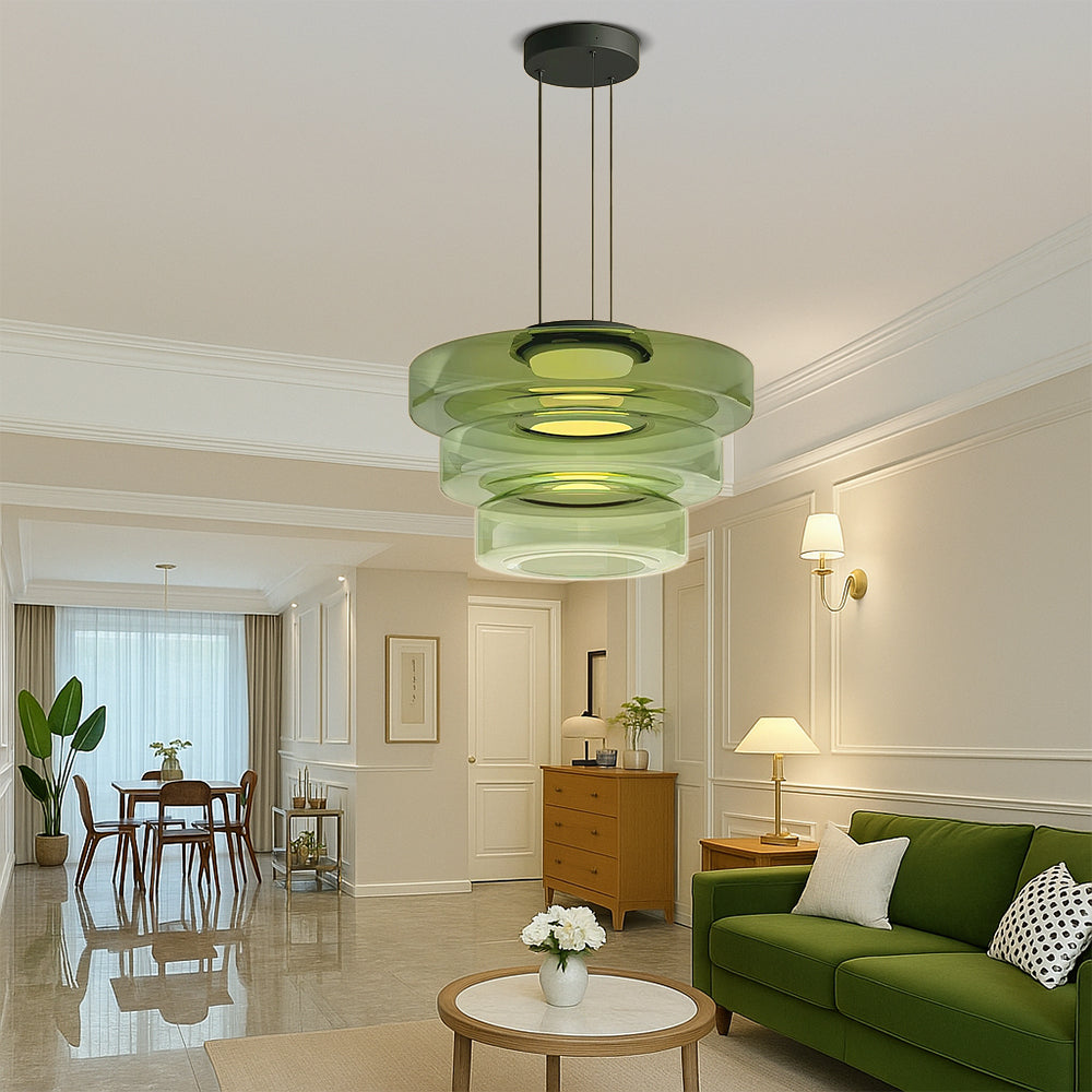 Pendant Light Hand Blown Glass 45.0 cm Green Dining Room Bauhaus Hanging Ceiling Lamp Scandinavian Minimalist | Thomler