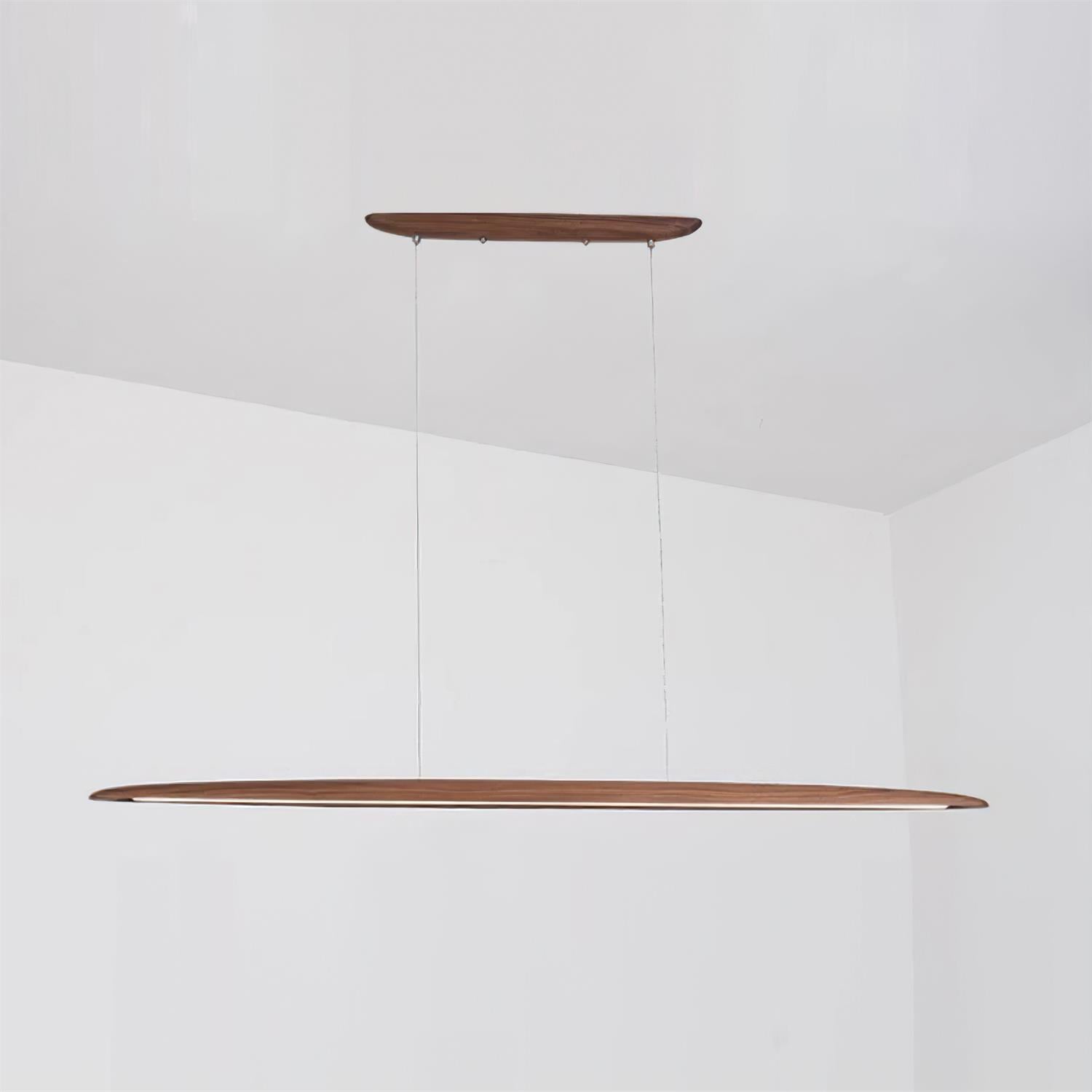 Pendant Light Wood Linear Integrated LED Warm White Dining Room Kitchen Island Hanging Ceiling Lamp Adjustable Suspension | Thomler