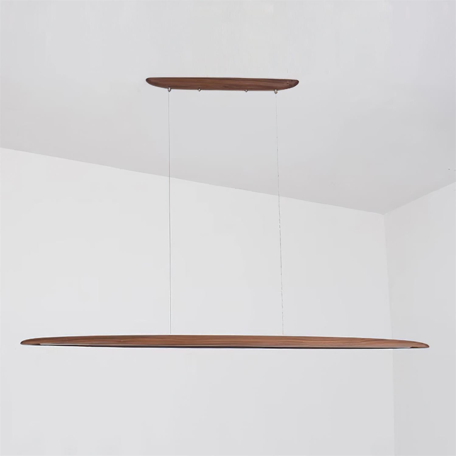 Pendant Light Wood Linear Integrated LED Warm White Dining Room Kitchen Island Hanging Ceiling Lamp Adjustable Suspension | Thomler