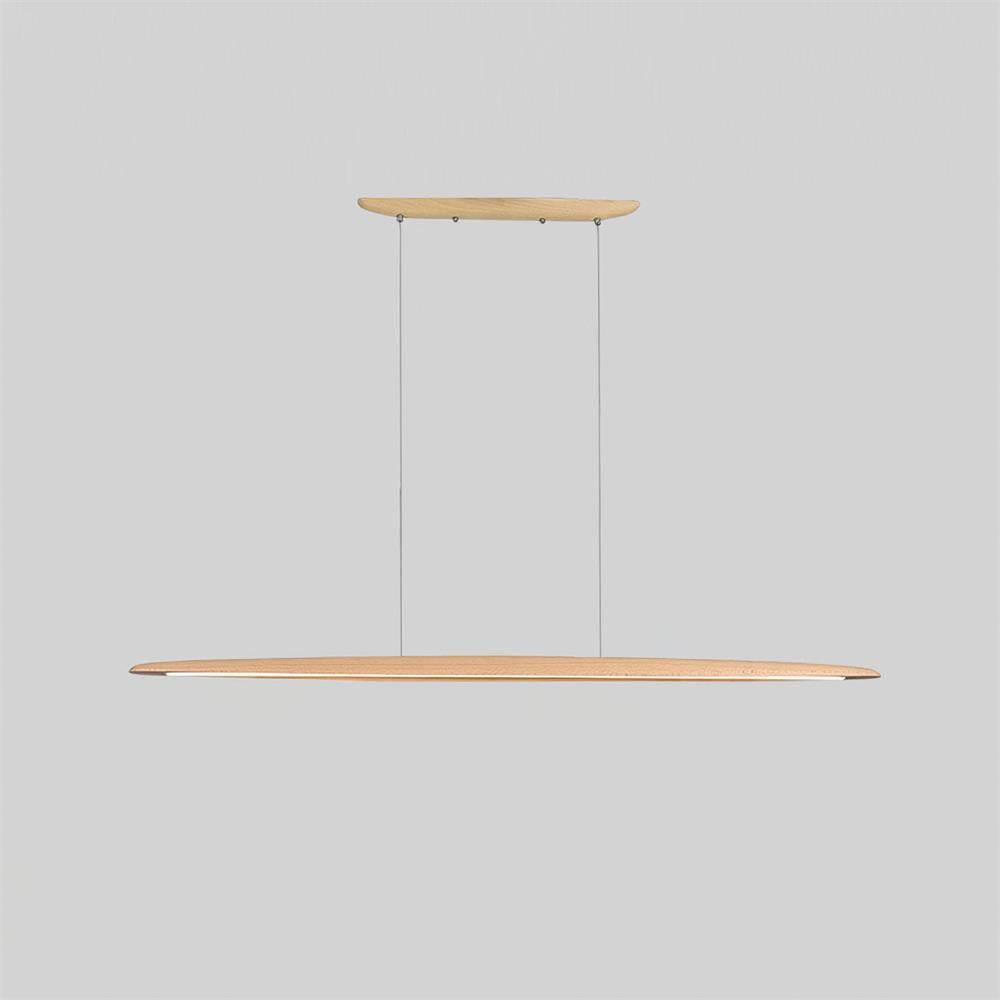 Pendant Light Wood Linear Integrated LED Warm White Dining Room Kitchen Island Hanging Ceiling Lamp Adjustable Suspension | Thomler
