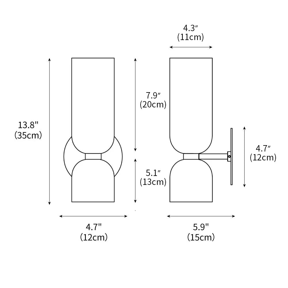 Modern Iron & Glass Double-Light Fixture for Hallway Bedroom Entryway Ambient Lighting Dimmable E14 Socket 14 in Height 6 in Depth | Thomler