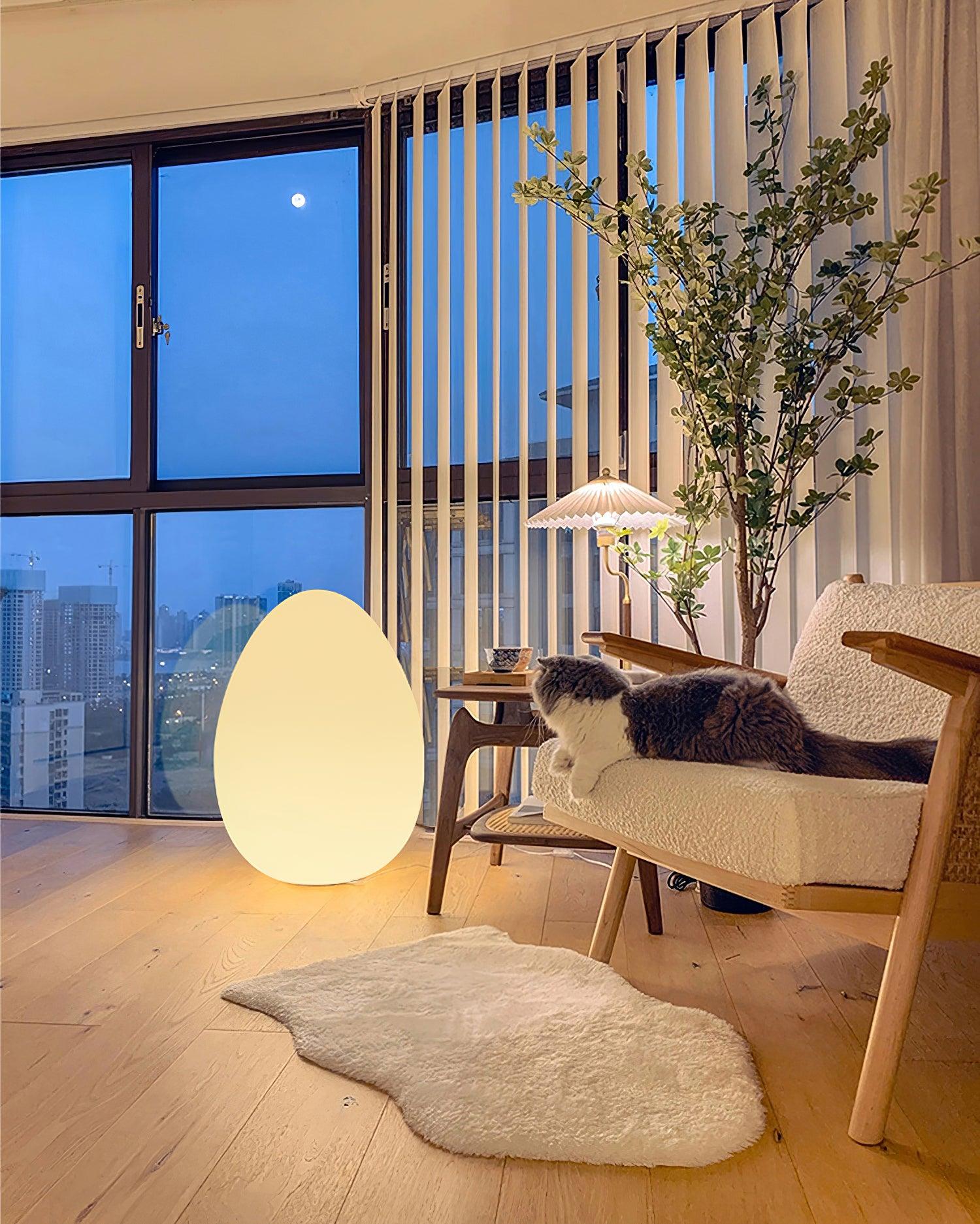 Table Lamp PE Shade 11 in LED Indoor Outdoor Round Egg Shape Ambient Lighting Warm Cool Neutral | Thomler