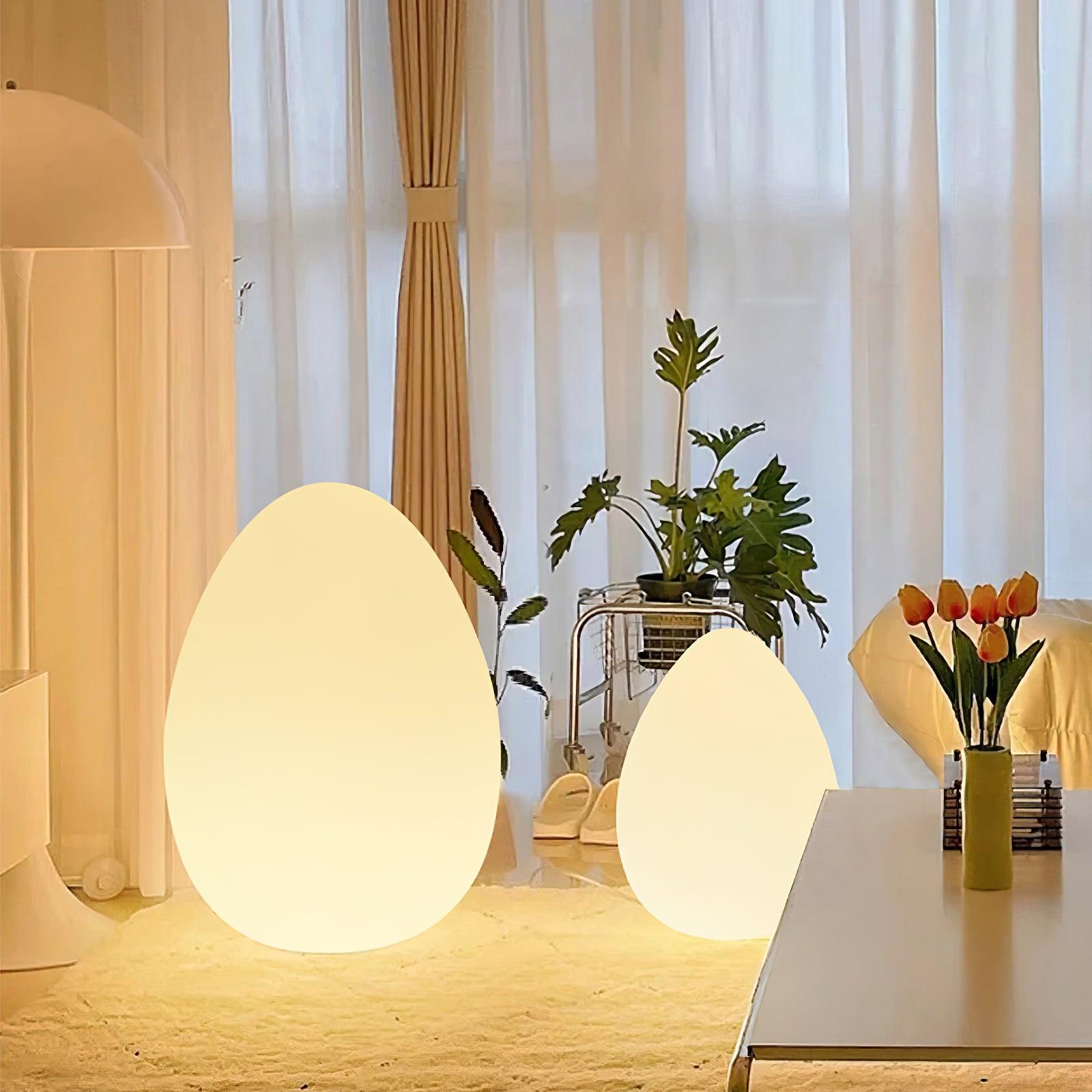 Table Lamp PE Shade 11 in LED Indoor Outdoor Round Egg Shape Ambient Lighting Warm Cool Neutral | Thomler