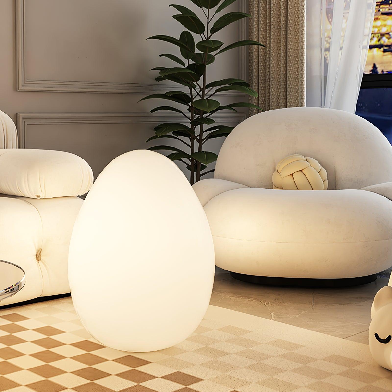 Table Lamp PE Shade 11 in LED Indoor Outdoor Round Egg Shape Ambient Lighting Warm Cool Neutral | Thomler