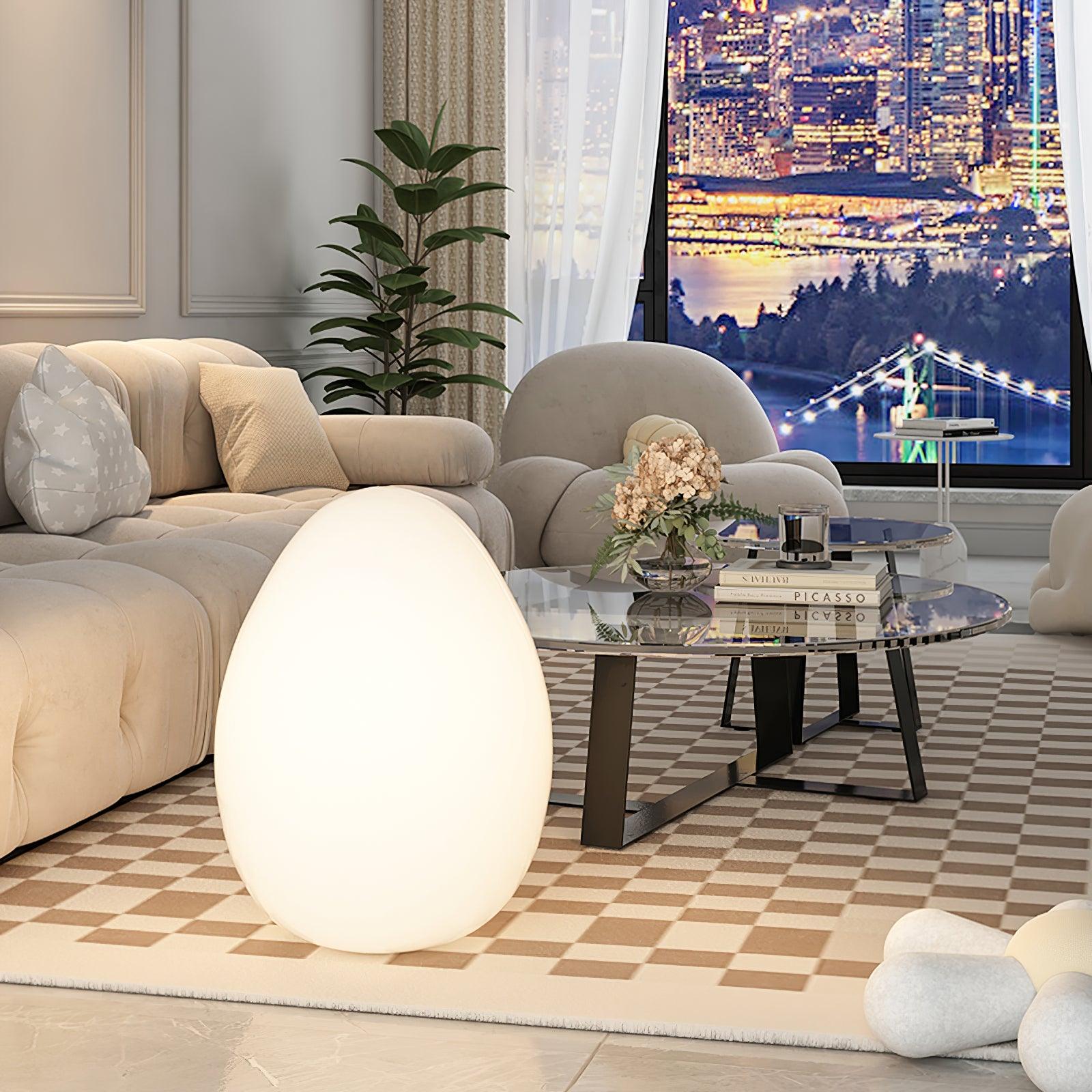Table Lamp PE Shade 11 in LED Indoor Outdoor Round Egg Shape Ambient Lighting Warm Cool Neutral | Thomler