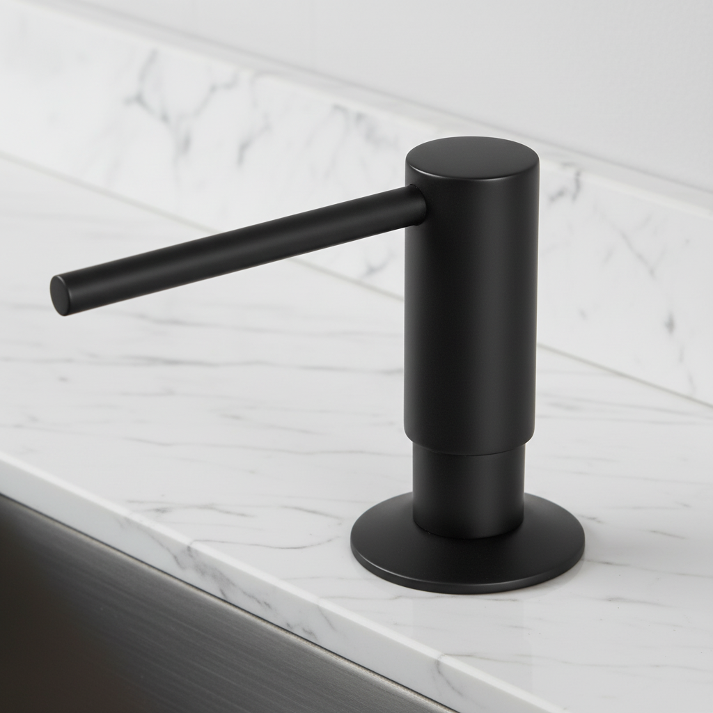 Countertop Liquid Soap Pump with Brass Dispenser Head for Kitchen Sink – Recessed Mount Design | Thomler