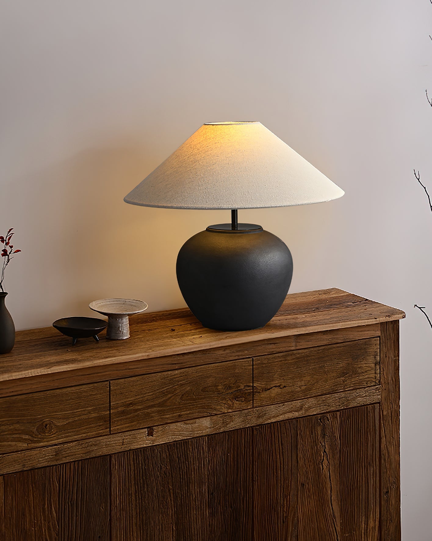 Table Lamp Ceramic 15.7 in White Living Room Bedroom Soft Ambient Lighting | Thomler