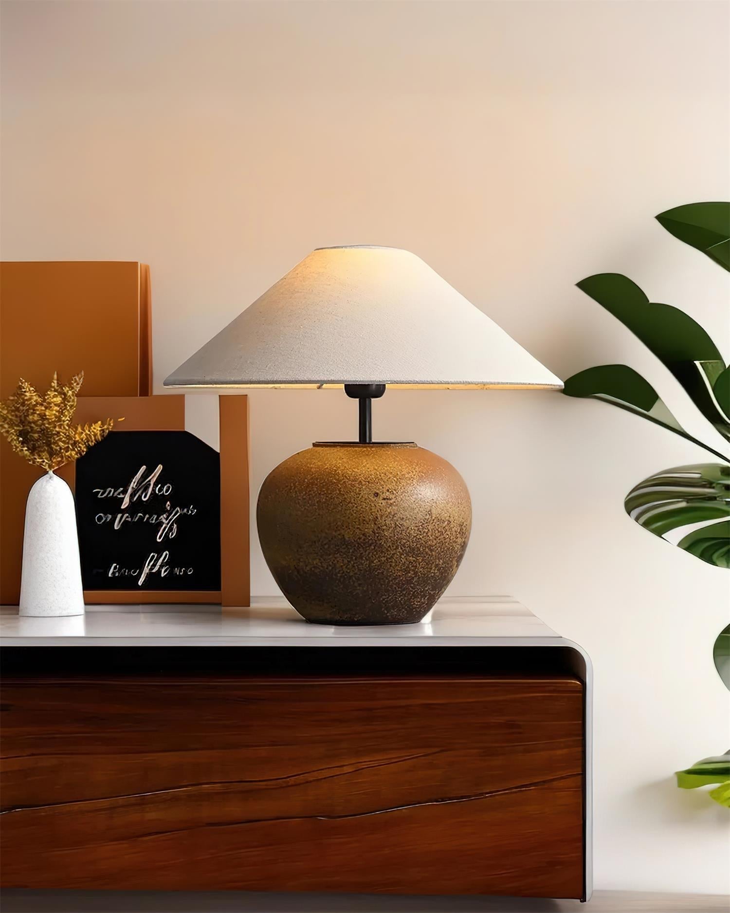 Table Lamp Ceramic 15.7 in White Living Room Bedroom Soft Ambient Lighting | Thomler