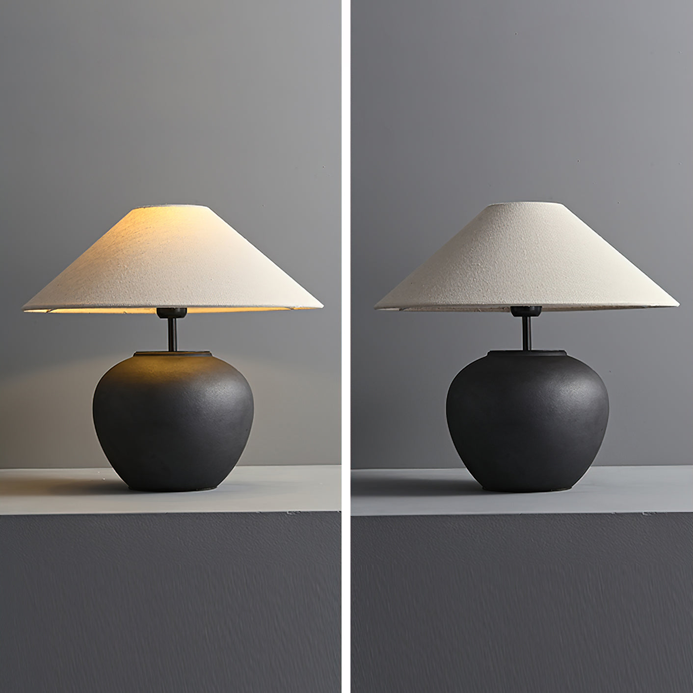 Table Lamp Ceramic 15.7 in White Living Room Bedroom Soft Ambient Lighting | Thomler