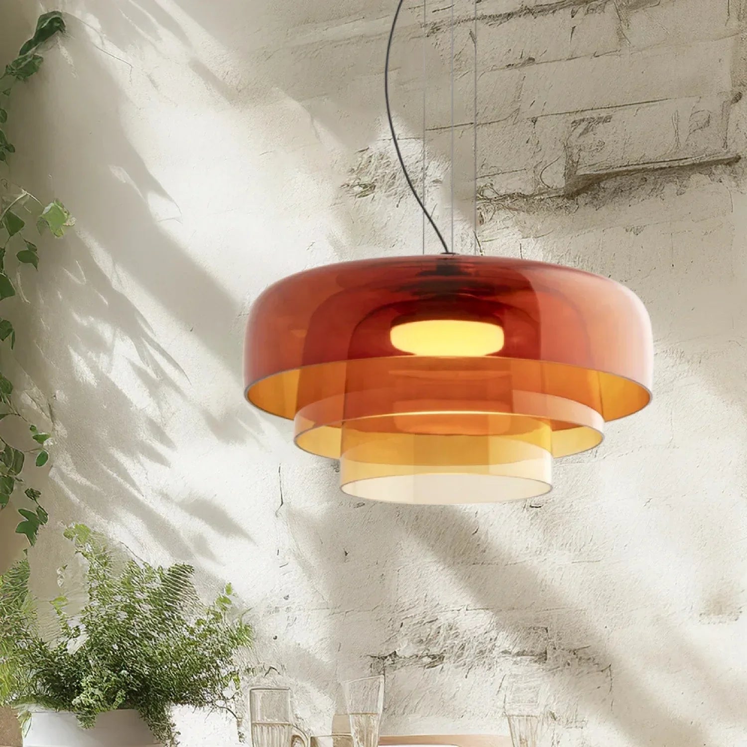 Pendant Light Glass Bowl 10 in Adjustable Dining Room Lounge Hanging Lamp Artistic Ambient Lighting | Thomler