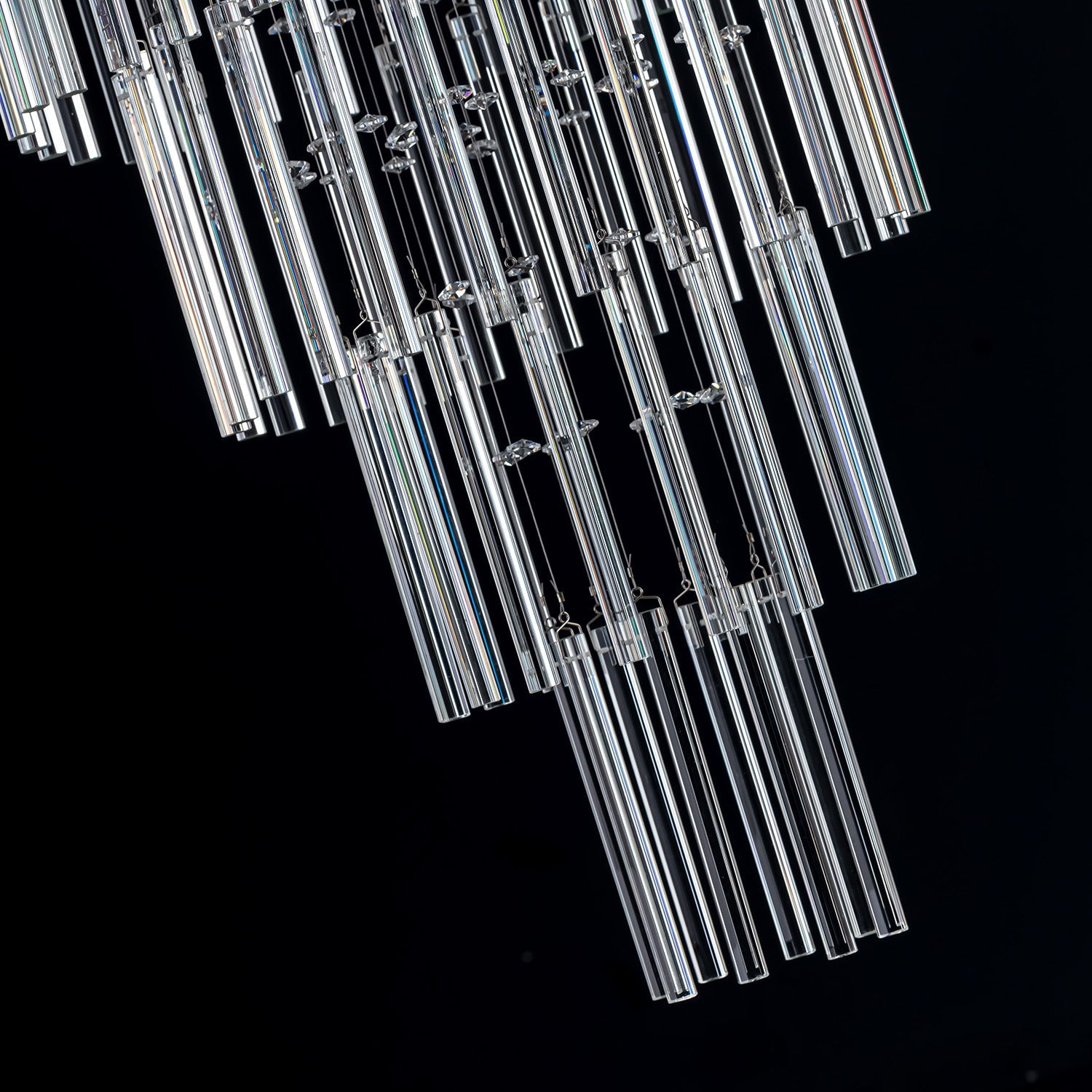 Cascading Crystal Tiered Chandelier for Foyer & Staircase – Adjustable Height Statement Lighting Fixture | Thomler