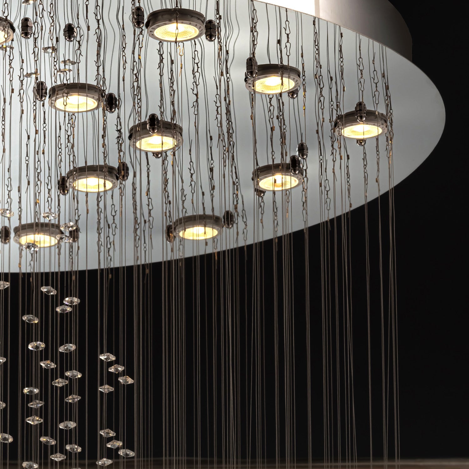 Cascading Crystal Tiered Chandelier for Foyer & Staircase – Adjustable Height Statement Lighting Fixture | Thomler