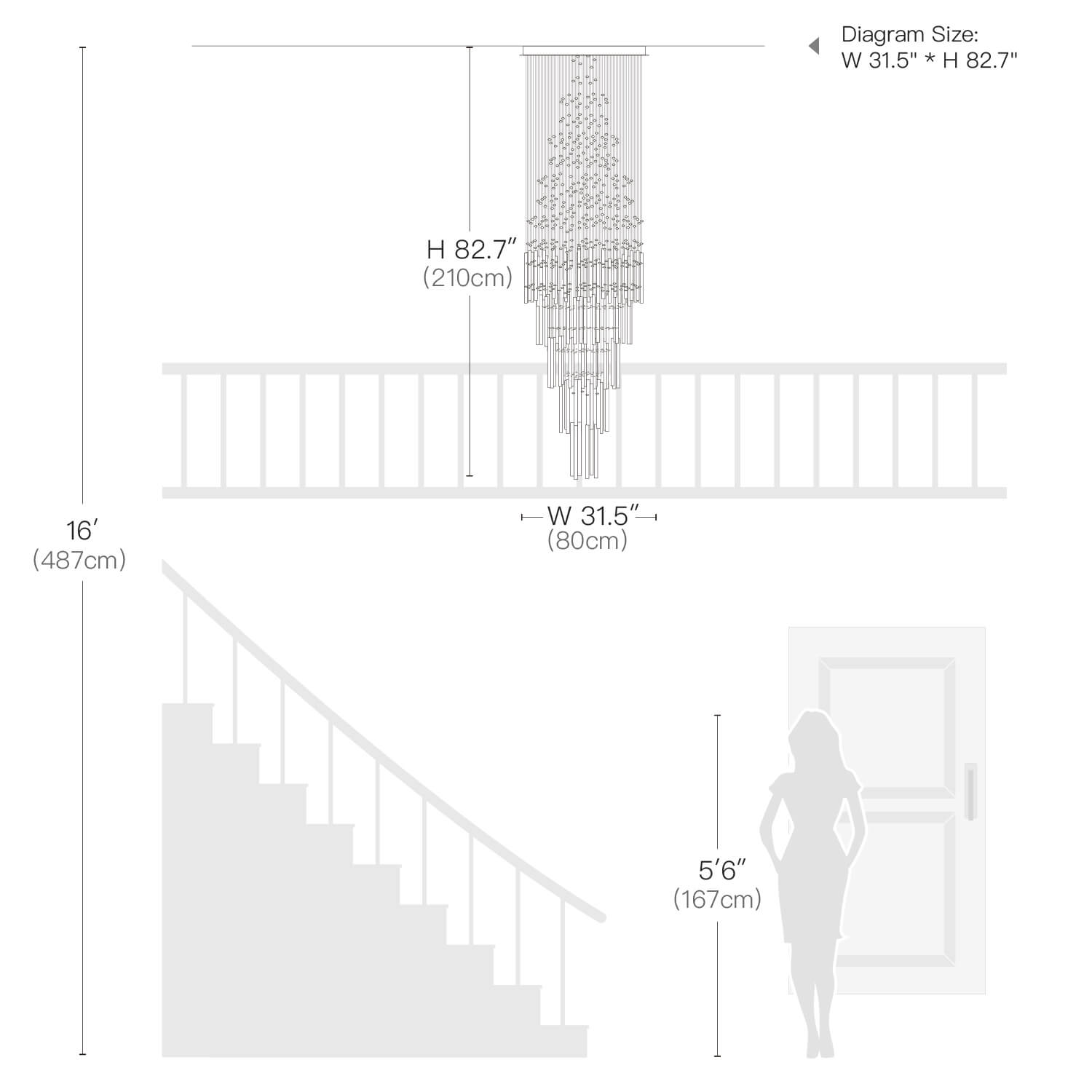 Cascading Crystal Tiered Chandelier for Foyer & Staircase – Adjustable Height Statement Lighting Fixture | Thomler