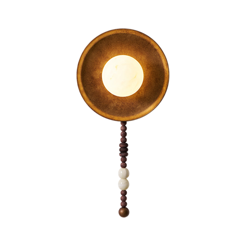 Handcrafted Glass Sconce with Bronze Metalwork and Wood Accents for Cozy Bedroom Hallway Living Room Ambient Fixture 10-Inch or 16-Inch Shad | Thomler