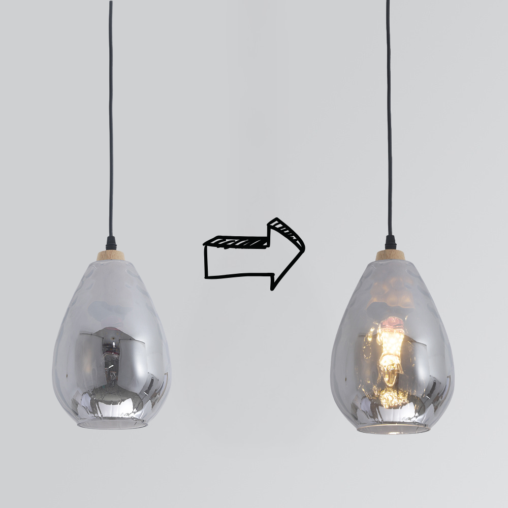 Pendant Light Glass Wood E26 Indoor Dining Room Kitchen Island Hanging Ceiling Lamp Adjustable Cord Vintage Modern | Thomler