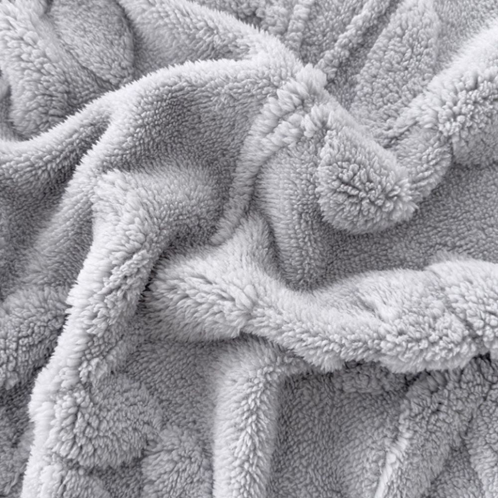 Reversible Sherpa Throw Blanket with Jacquard Botanical Pattern for Couch & Bed | Thomler