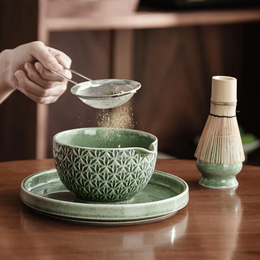 Ceramic Matcha Tea Bowl Set with Bamboo Whisk & Spoon – 5 or 6 Pieces | Thomler