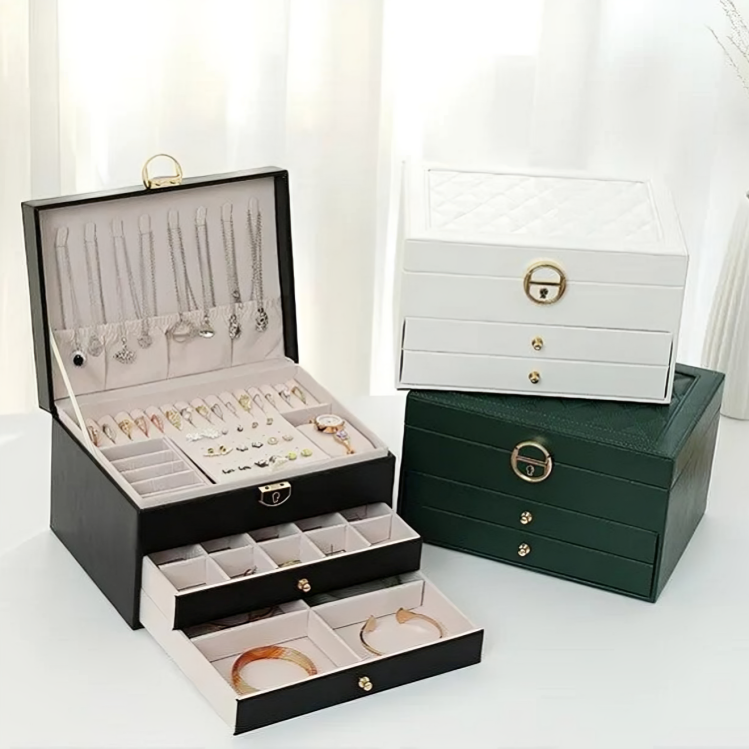 Layered Jewelry Organizer with Pull-Out Drawers for Rings, Necklaces & Watches | Thomler