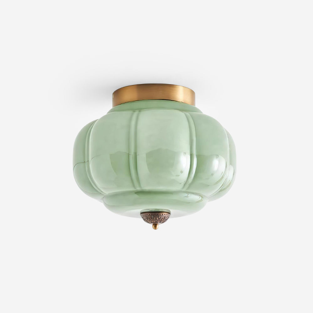 Ceiling Lamp Glass 14.9 in Jade Green Small Room Hardwired E26 E27 Fixture | Thomler