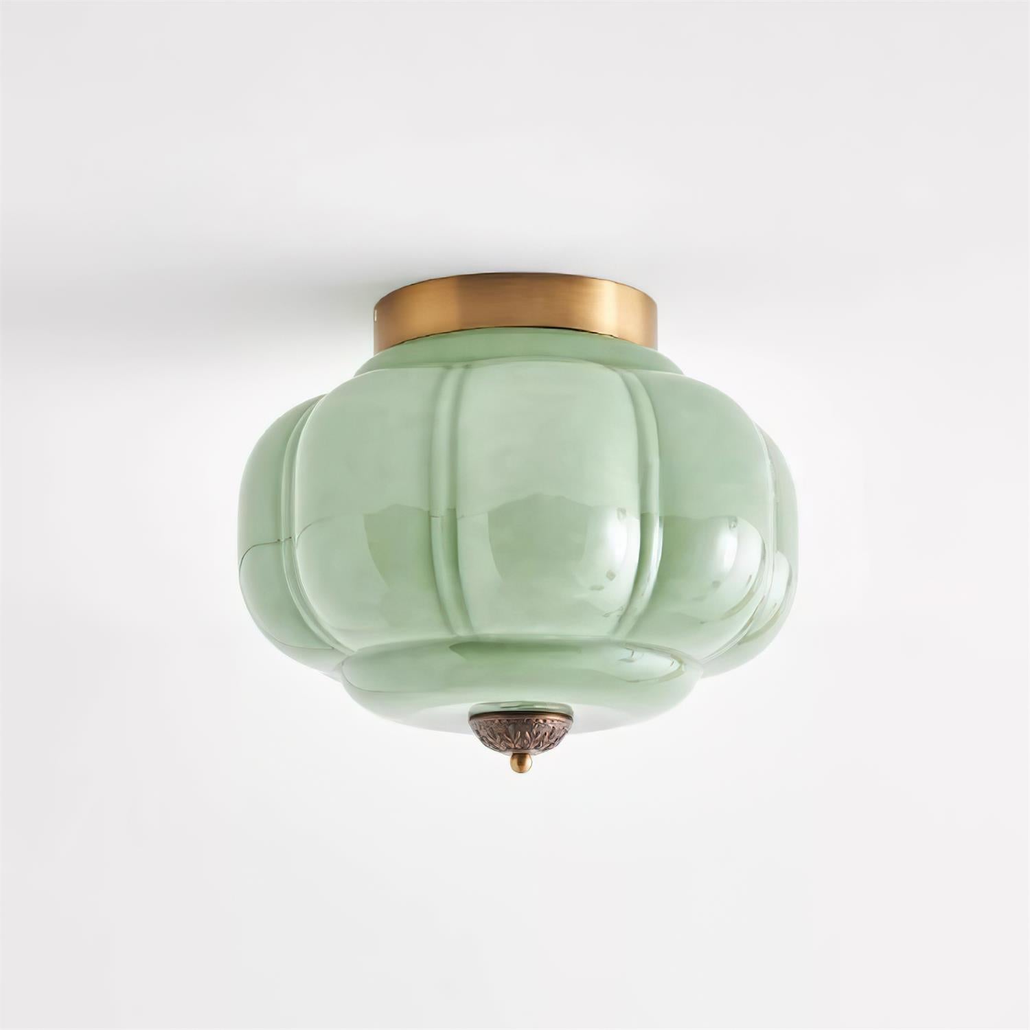Ceiling Lamp Glass 14.9 in Jade Green Small Room Hardwired E26 E27 Fixture | Thomler