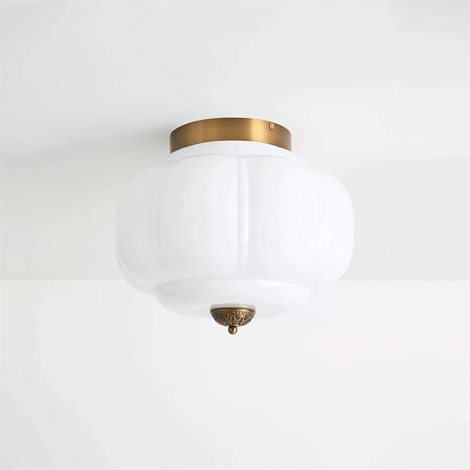Ceiling Lamp Glass 14.9 in Jade Green Small Room Hardwired E26 E27 Fixture | Thomler