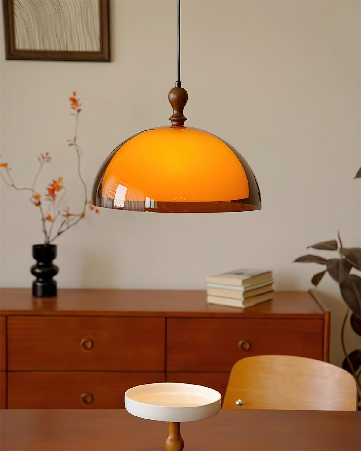 Pendant Light Acrylic Dome 13.7 in Brown Dining Room Kitchen Hanging Ceiling Lamp Adjustable | Thomler