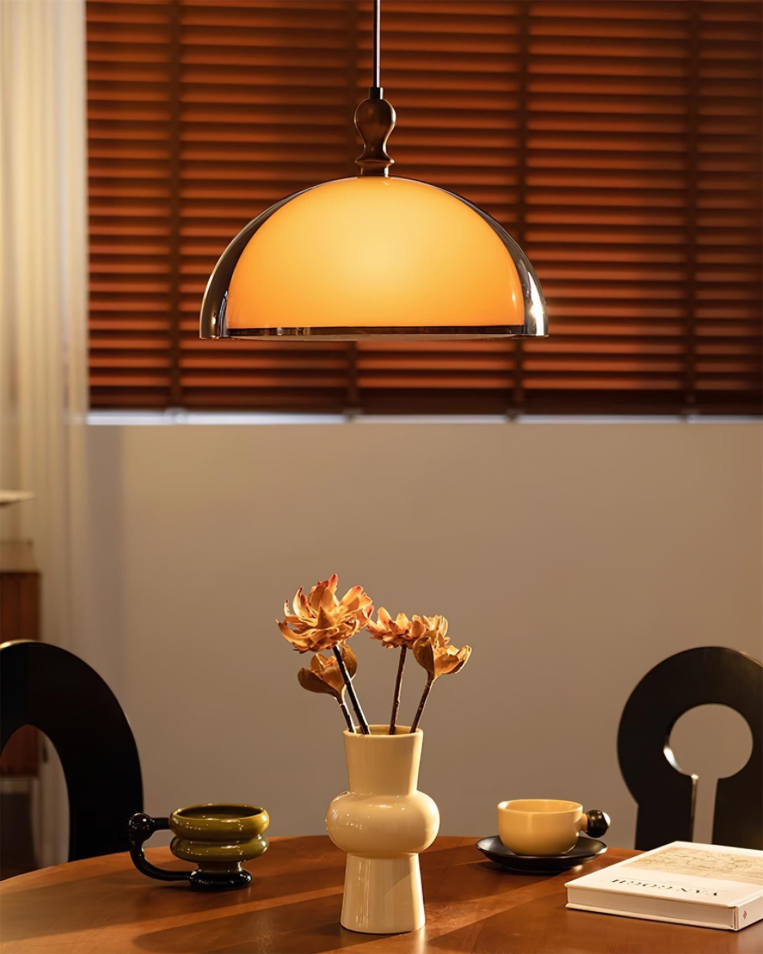 Pendant Light Acrylic Dome 13.7 in Brown Dining Room Kitchen Hanging Ceiling Lamp Adjustable | Thomler