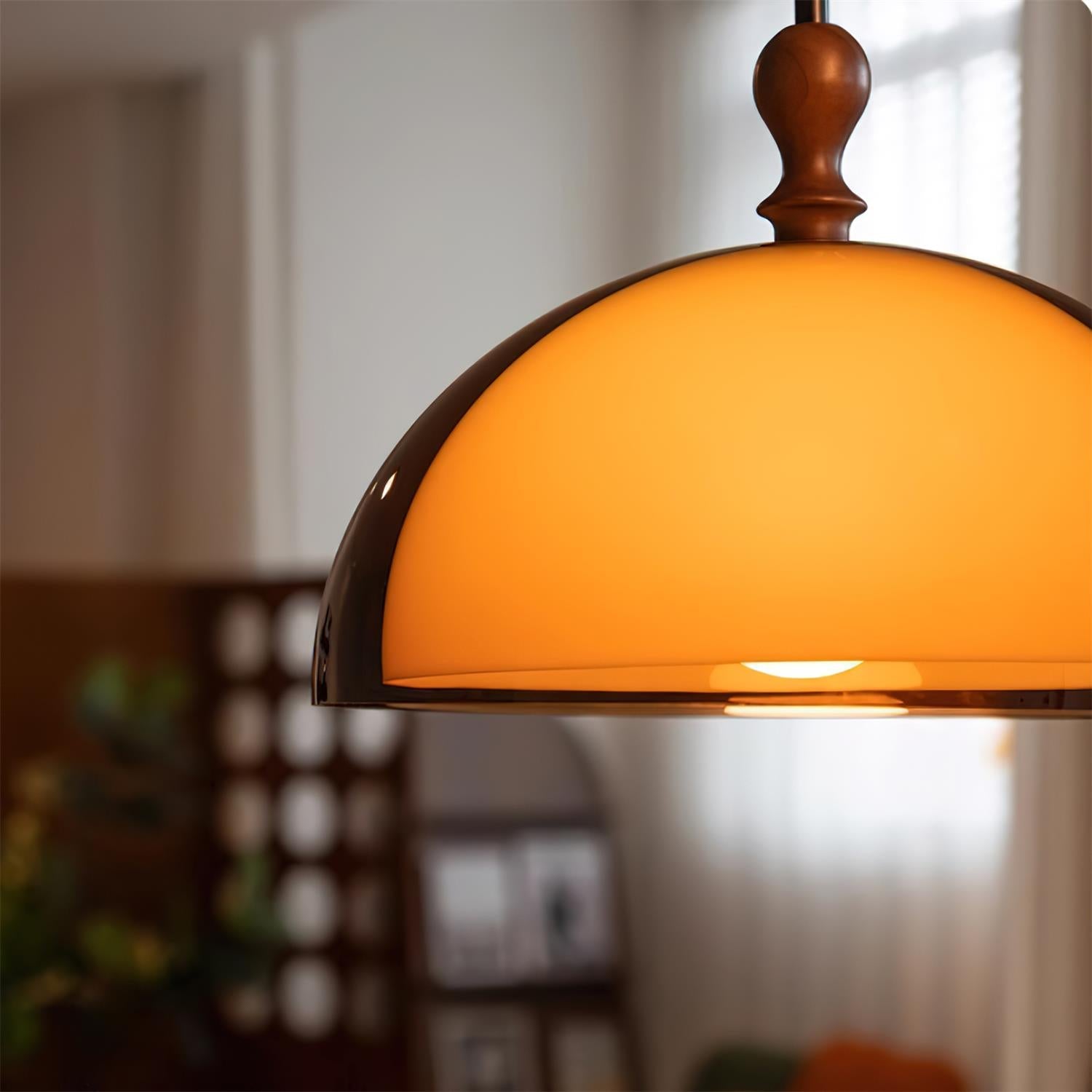 Pendant Light Acrylic Dome 13.7 in Brown Dining Room Kitchen Hanging Ceiling Lamp Adjustable | Thomler