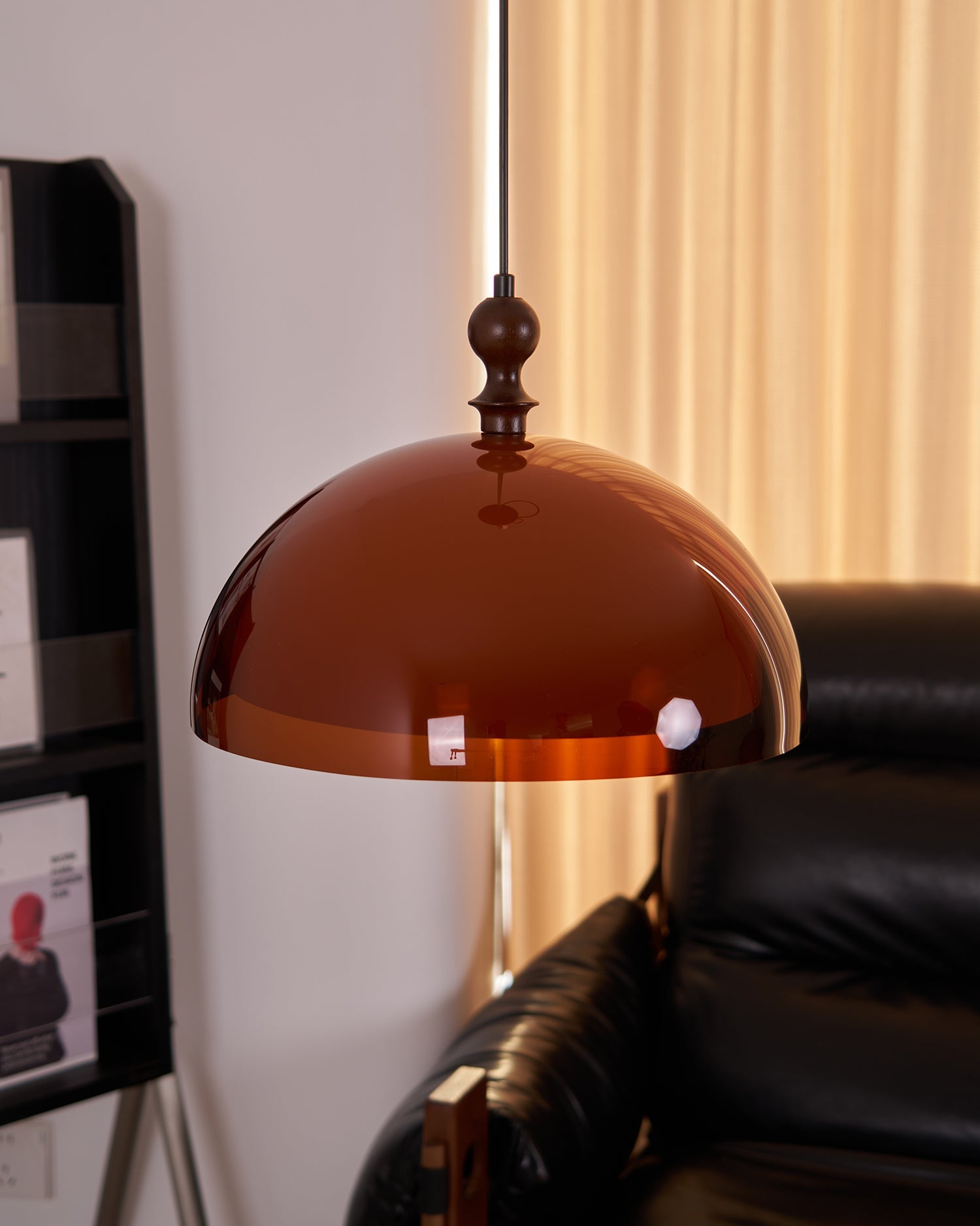 Pendant Light Acrylic Dome 13.7 in Brown Dining Room Kitchen Hanging Ceiling Lamp Adjustable | Thomler