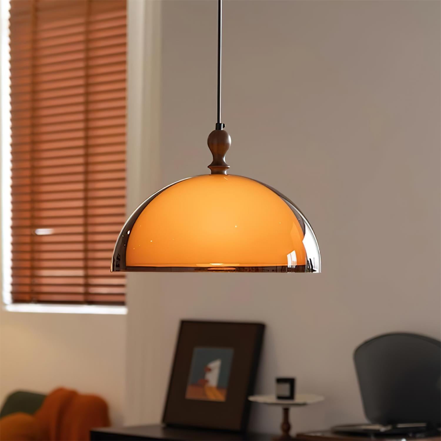 Pendant Light Acrylic Dome 13.7 in Brown Dining Room Kitchen Hanging Ceiling Lamp Adjustable | Thomler