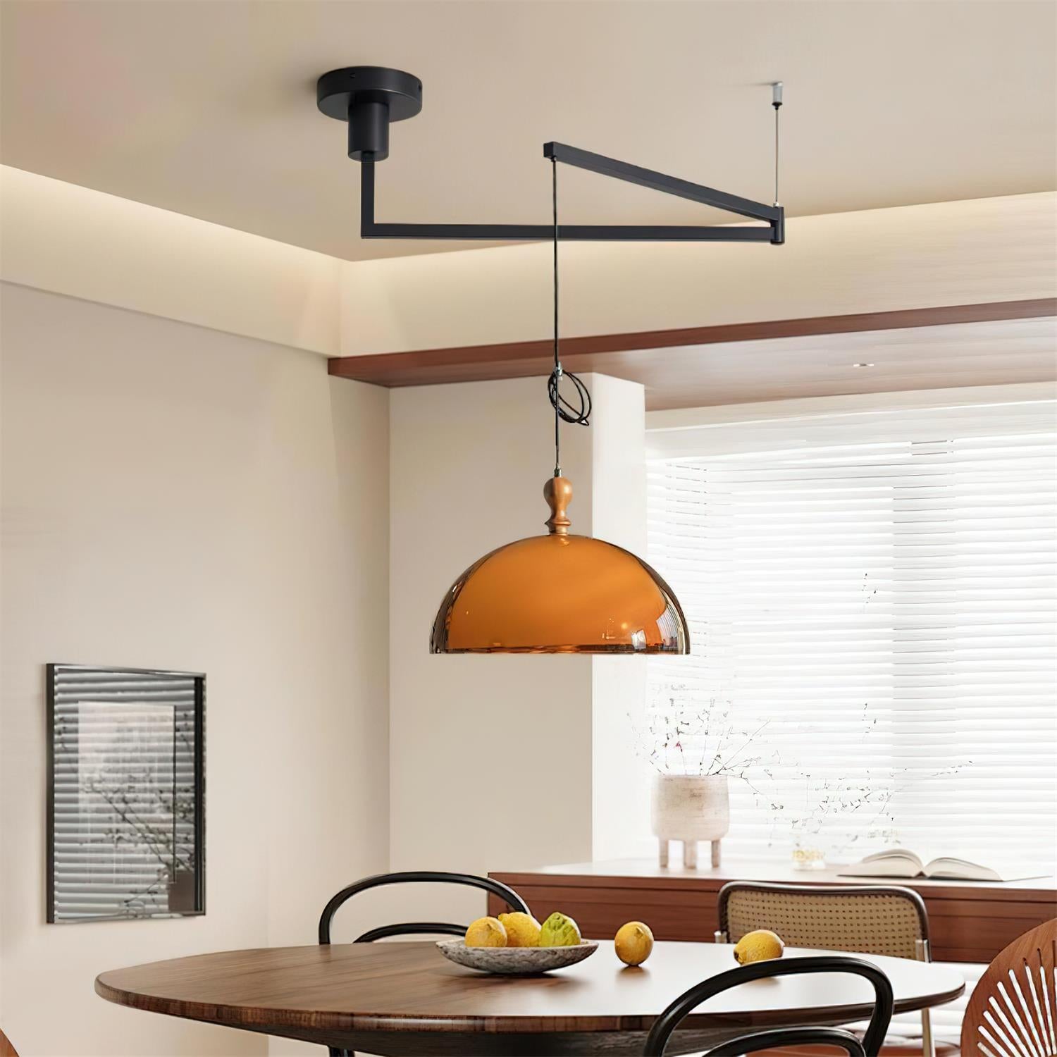 Pendant Light Acrylic Dome 13.7 in Brown Dining Room Kitchen Hanging Ceiling Lamp Adjustable | Thomler