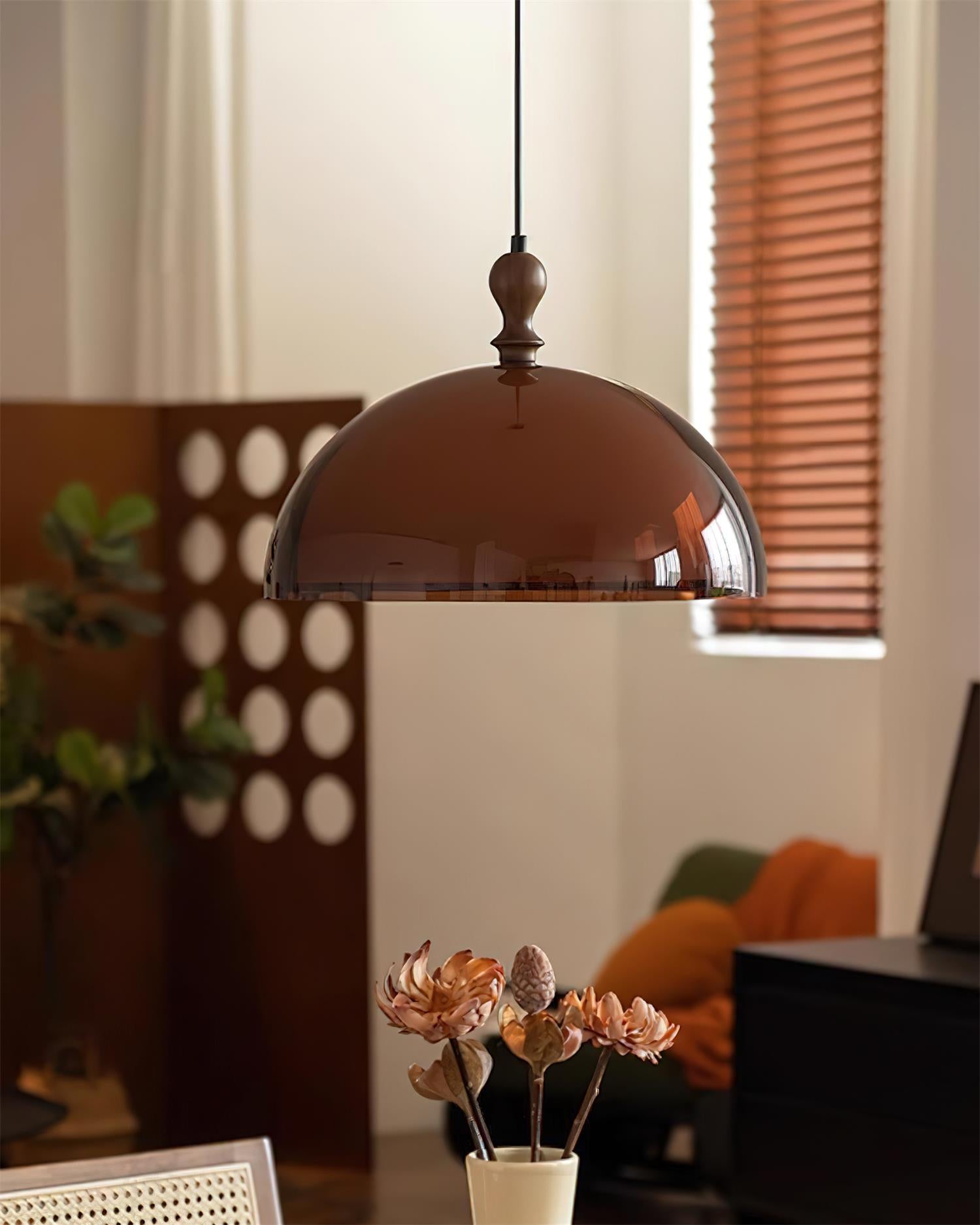 Pendant Light Acrylic Dome 13.7 in Brown Dining Room Kitchen Hanging Ceiling Lamp Adjustable | Thomler