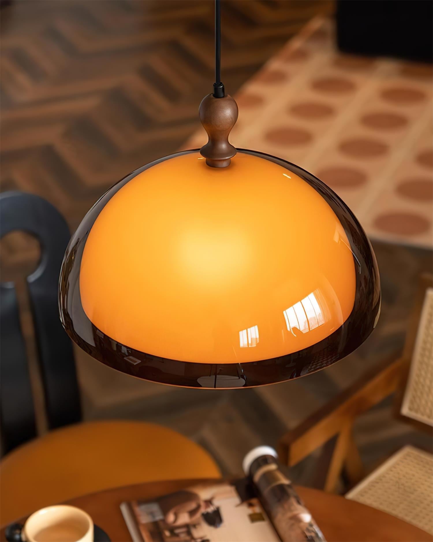 Pendant Light Acrylic Dome 13.7 in Brown Dining Room Kitchen Hanging Ceiling Lamp Adjustable | Thomler