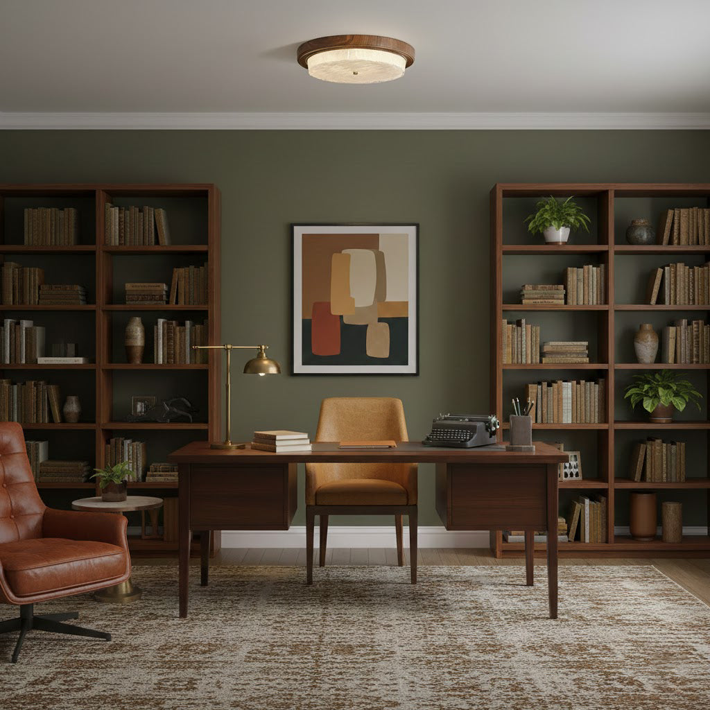 Ceiling Lamp Metal Glass 14.6 in and 18.5 in Indoor Modern Lighting Round Shade Warm Ambiance | Thomler