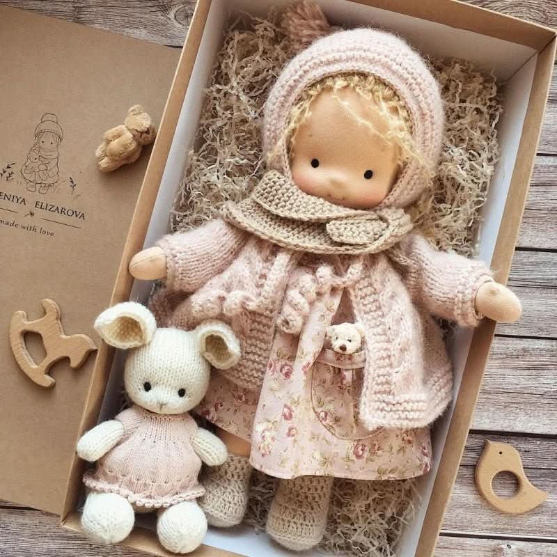 Handmade Cotton Waldorf Doll – Soft Cloth Baby Doll for Toddlers & Preschoolers – Natural Fabric Stuffed Toy for Imaginative Play, Sensory | Thomler