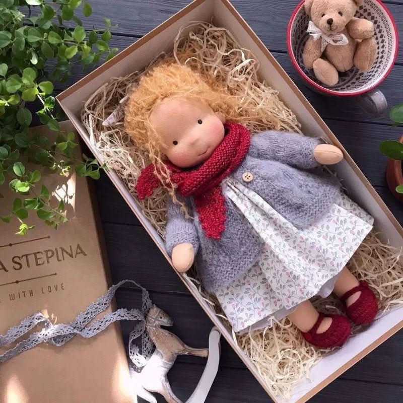Handmade Cotton Waldorf Doll – Soft Cloth Baby Doll for Toddlers & Preschoolers – Natural Fabric Stuffed Toy for Imaginative Play, Sensory | Thomler