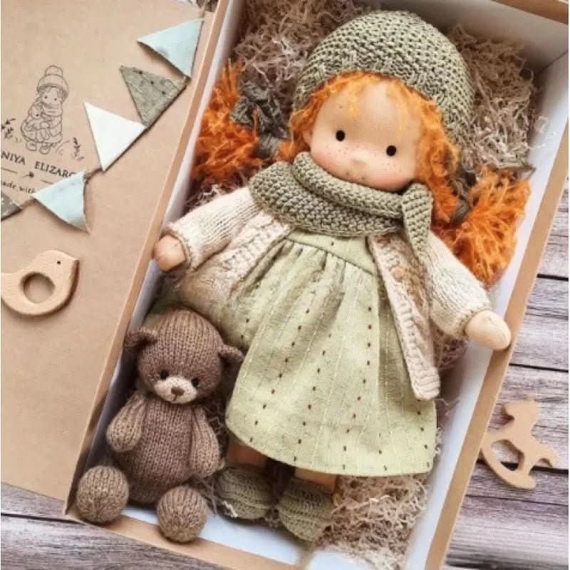 Handmade Cotton Waldorf Doll – Soft Cloth Baby Doll for Toddlers & Preschoolers – Natural Fabric Stuffed Toy for Imaginative Play, Sensory | Thomler