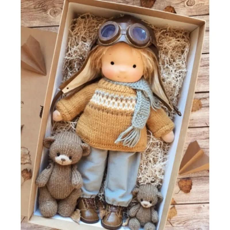 Handmade Cotton Waldorf Doll – Soft Cloth Baby Doll for Toddlers & Preschoolers – Natural Fabric Stuffed Toy for Imaginative Play, Sensory | Thomler
