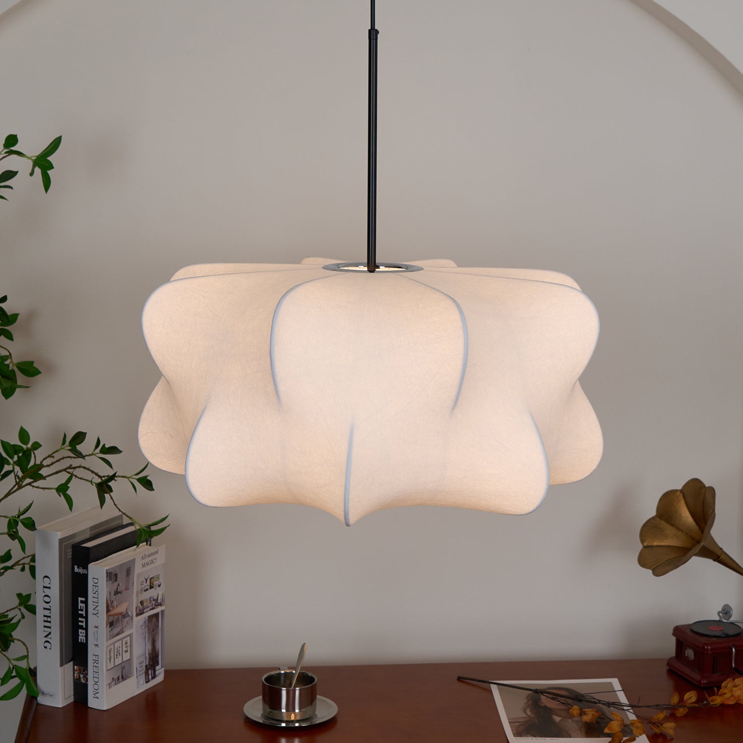 Pendant Light Silk 23.6 in 11 in E27 3-Light White Dining Living Room Modern Ceiling Lamp | Thomler